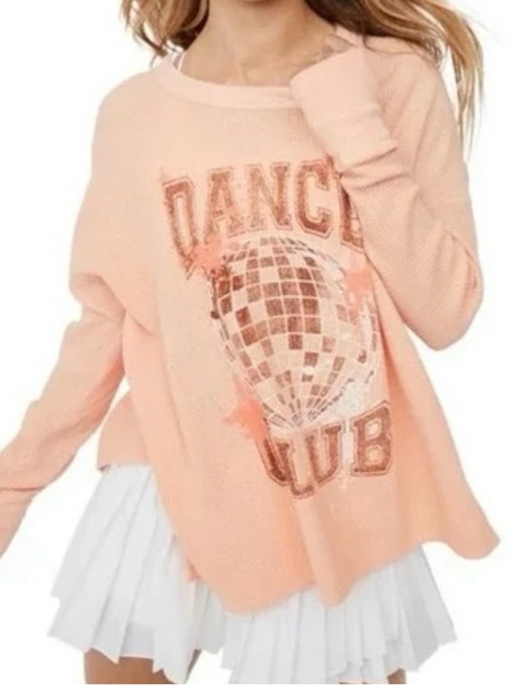 Offline by Aerie “Dance Club" Graphic Long
Sleeve Waffle Knit Shirt Oversized